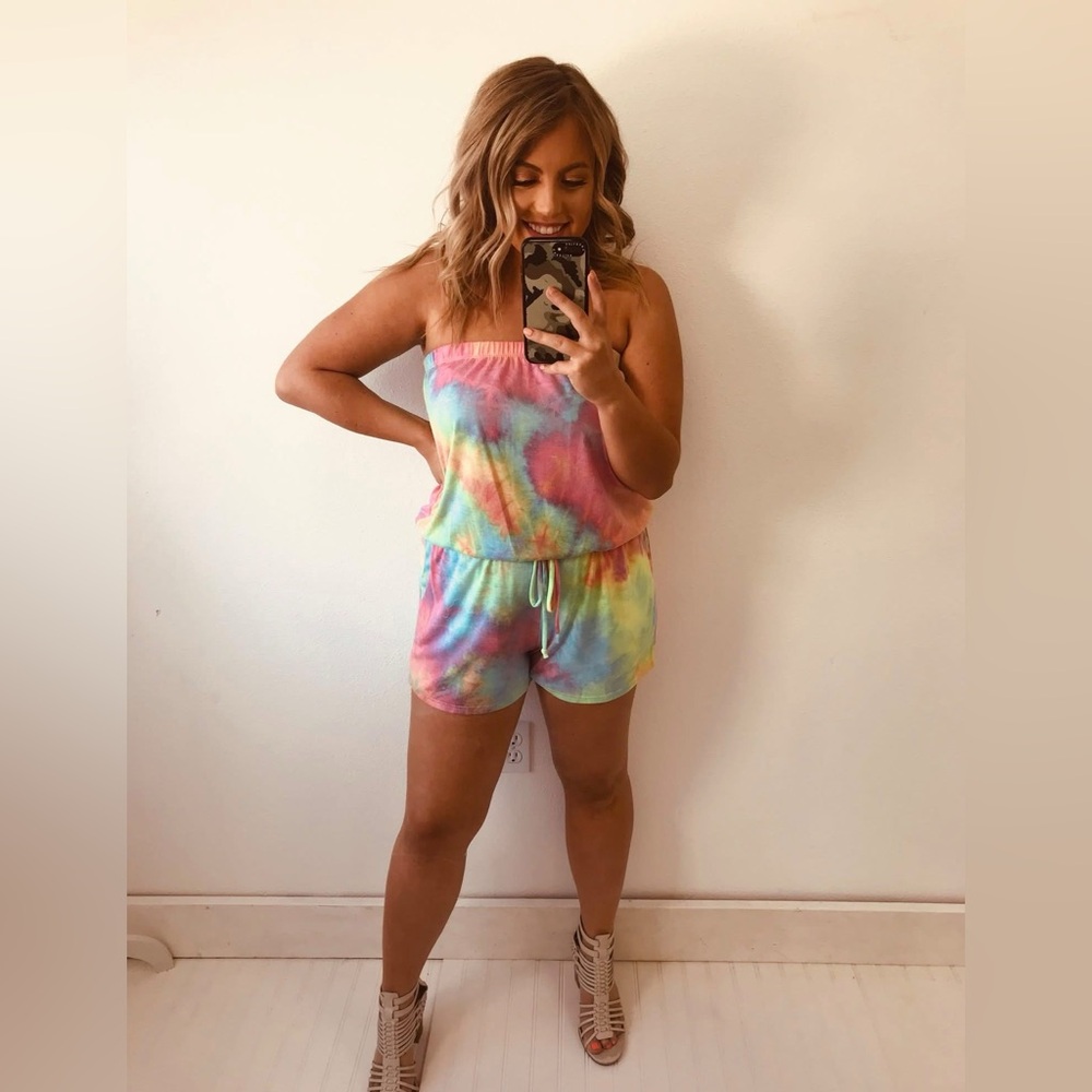 NanaMacs Missed A Spot Tie Dye Romper (Pink)